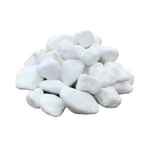 Декоративная белая мраморная галька фракция 40-70 мм